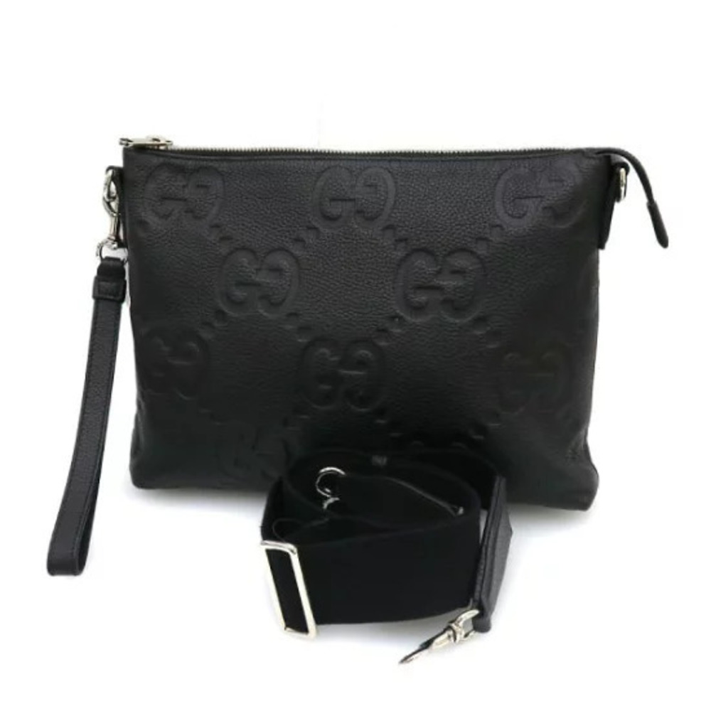Gucci Jumbo GG shoulder bag embossed monogram Black